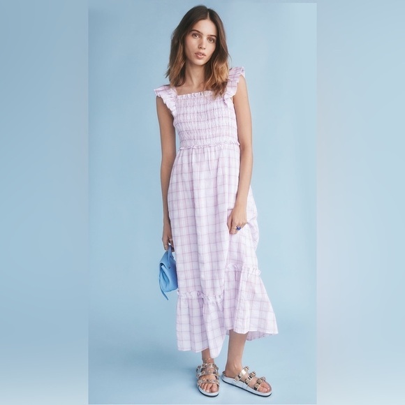 English Factory Smocked Flutter Cap Sleeve Stripes Dress - Picture 1 of 14